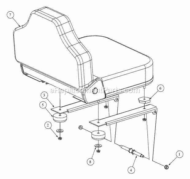 Seat Assembly Diagram and Parts List for 3648 53AB5D4M100 Cub Cadet Lawn Mower